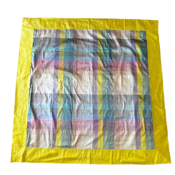 Stunning Thai Pastel Rainbow Raw Silk Tablecloth LNC - Picture 2 of 9